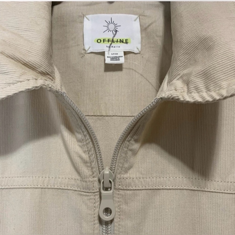 NWOT AERIE by OFFLINE Lightweight Corduroy Cotton Jumpsuit Cream S/P - Picture 8 of 8